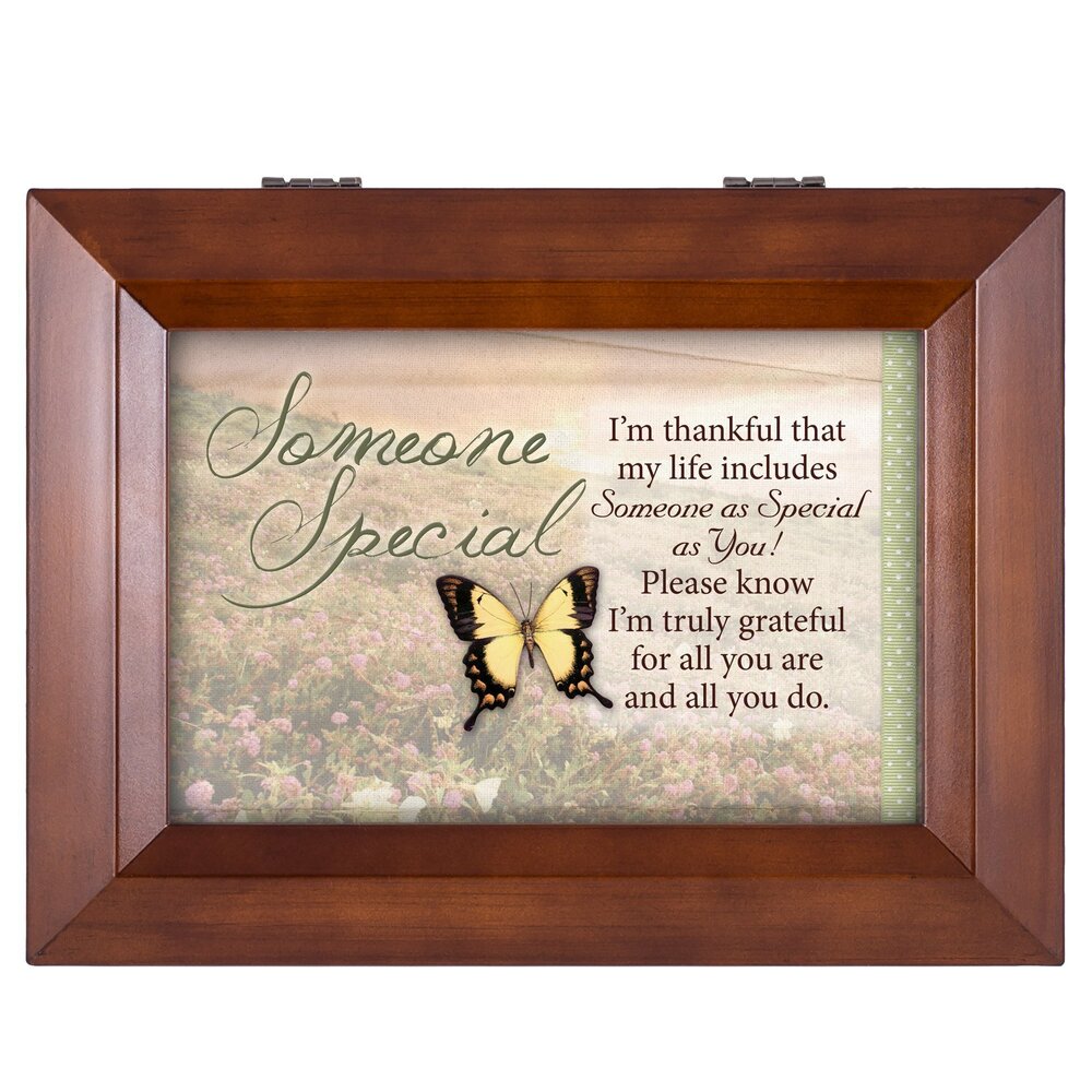 2851 Someone Special Butterfly Grateful Wood Finish Jewelry Music Box
